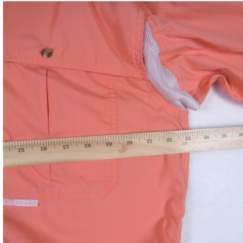 Lady Drake Boyfriend Cut Fishing Shirt Coral Orange Womens Medium Long Sleeve - Picture 8 of 10